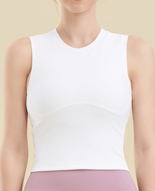 Women's round neck sports tight vest yoga clothing