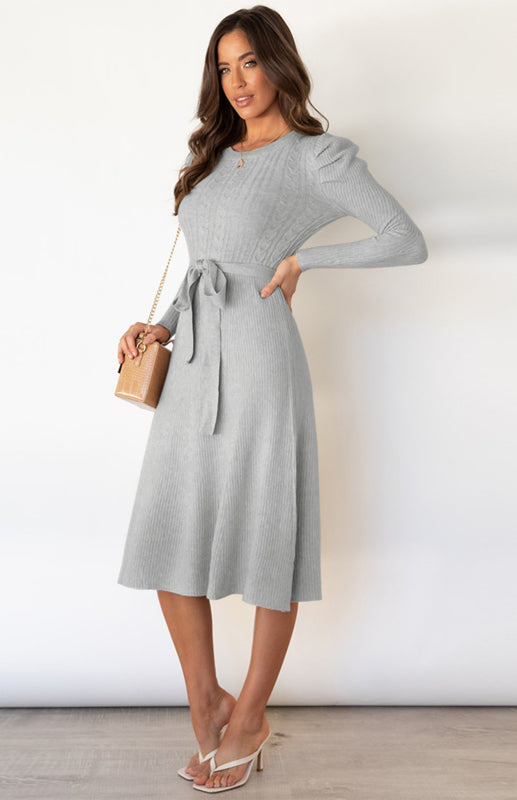 Women's Long Sleeve Cable Knit Sweater Dresses