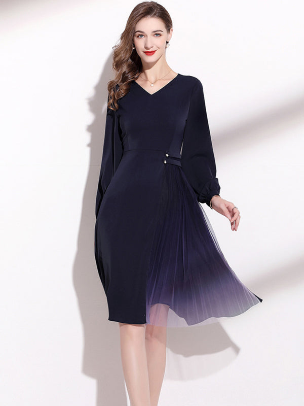Women’s Semi-formal Vneck Party Dress With Sheer Ombre Fabric Slit