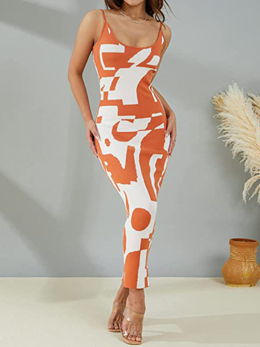 Women's Printed Body-Con Midi Dress
